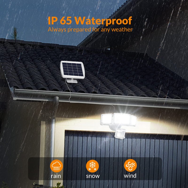 LEPOWER 1600LM LED Solar Security Lights Motion Outdoor, Motion Sensor Light, 5500K White Light, IP65 Waterproof Outdoor Flood Solar Light with 3 Adjustable Head for Yard, Garageï¼ˆWhiteï¼‰ - Image 5